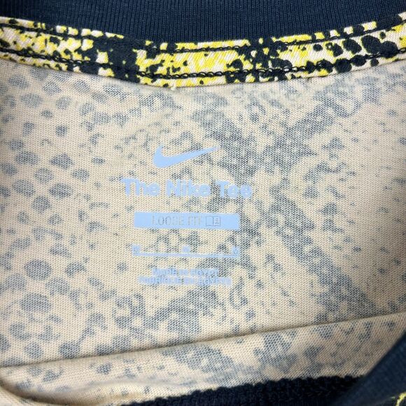 Nike Fly T-Shirt Womens Medium Loose Fit Vivid Sulfur Snakeskin Short Sleeve NWT - Picture 6 of 11